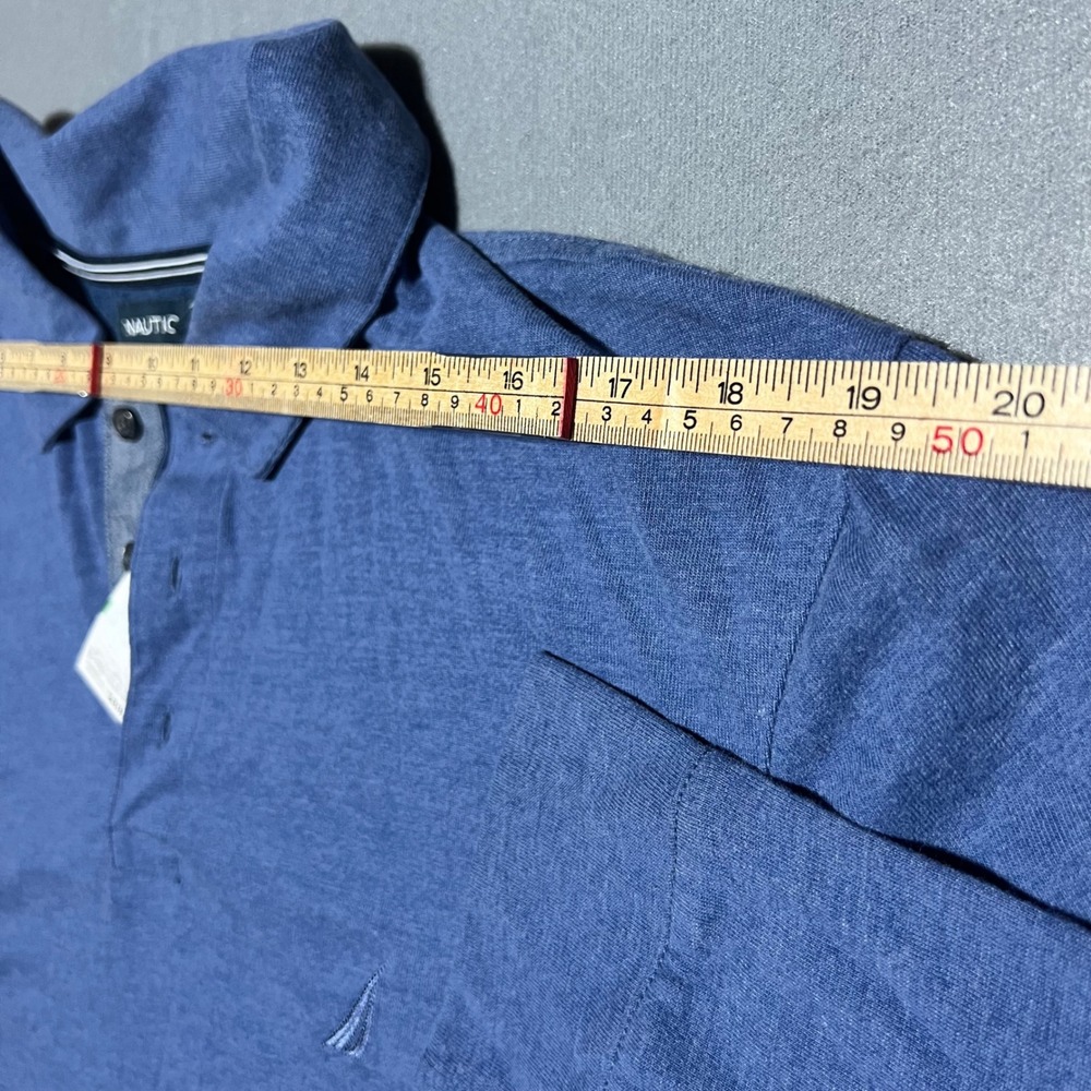 Nautica Mens Blue Heathered Long Sleeve Polo Shirt Size Large NWT - Picture 6 of 16